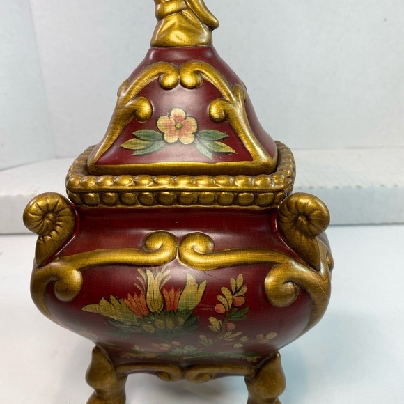 Raymond Waites Rare Vintage Ceramic Canister with Lid Ornate Gold Red With Label - Picture 2 of 9